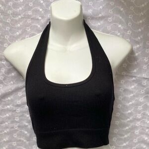 Black Halter Crop Top